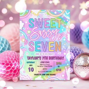 Slecht Sassy En Zeven Neon Regenboog 7e Verjaardag Kaart