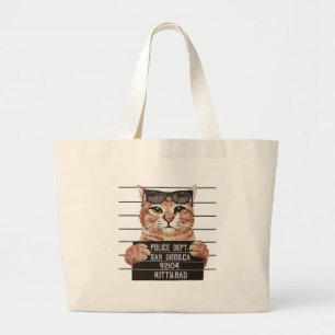 Slecht schattig kattenontwerp Katten liefhebbers Grote Tote Bag