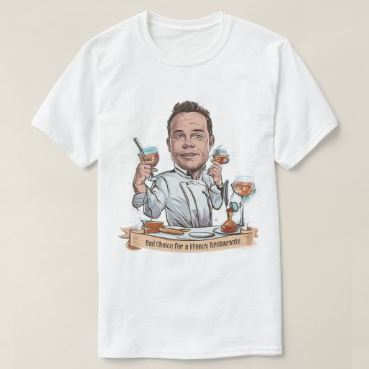 Slecht shirt keuze voor een fancy restaurant (Design voorkant)
