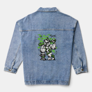Slecht tot op het Bot Bulldog Gangster Kunst Denim Jacket