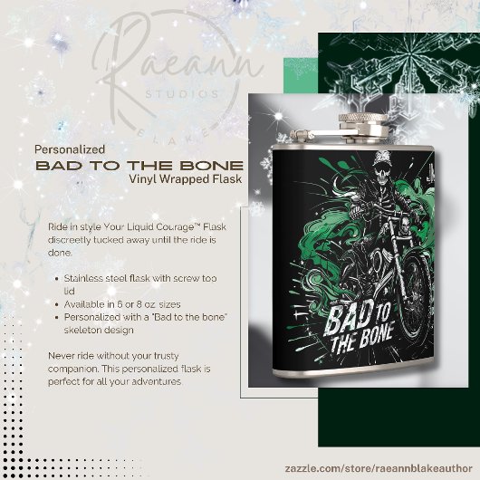 Slecht tot op het Bot Gepersonaliseerde Vinyl Omwi Heupfles