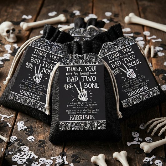 Slecht tot op het Bot! Halloween 2e Verjaardag Cadeaulabel