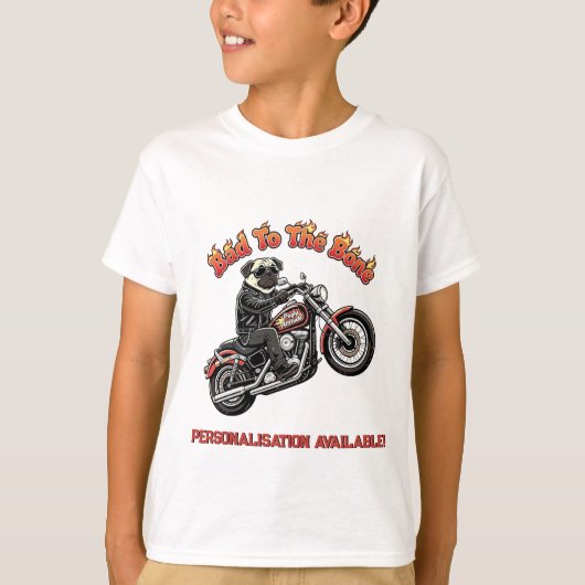 Slecht tot op het Bot "Pugly Attitude" Pug Biker T-shirt (Voorkant)
