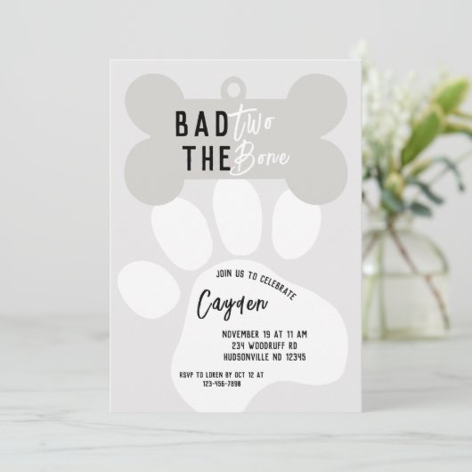 Slecht tot op het Bot Simpele Hond Tweede Verjaard Kaart (Staand voorkant)