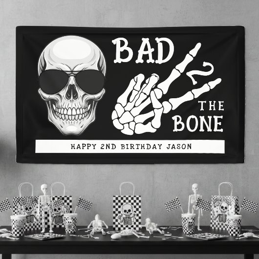 Slecht tot op het Bot Skelet 2de Verjaardagsfeest Spandoek
