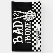 Slecht tot op het Bot Skelet 2de Verjaardagsfeestj Spandoek (Verticaal)