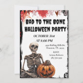Slecht tot op het Bot Skelet Halloween Uitnodiging (Voorkant)