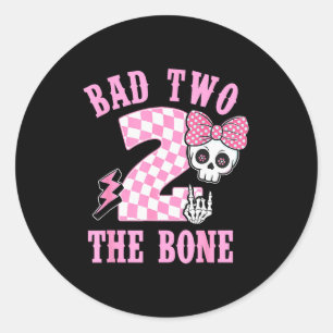 Slecht tot op het Bot Verjaardag 2 Jaar Oud Roze G Ronde Sticker