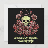 Slecht van Jou Schedel & Rozen Gotische Valentijn Kaart (Voorkant)