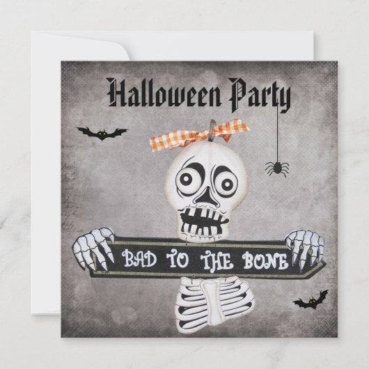 Slecht voor de Bone Damask Halloween Party Kaart (Voorkant)