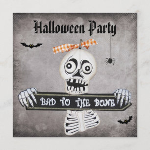 Slecht voor de Bone Damask Halloween Party Kaart