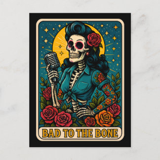 Slecht voor de Bone Retro Skeleton Singer Feestdagenkaart