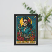 Slecht voor de Bone Retro Skeleton Singer Feestdagenkaart (Staand voorkant)