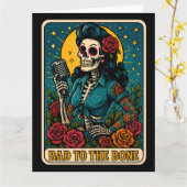 Slecht voor de Bone Retro Skeleton Singer Kaart (Gele Bloem)
