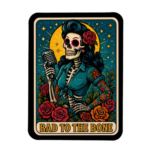 Slecht voor de Bone Retro Skeleton Singer Magneet (Verticaal)
