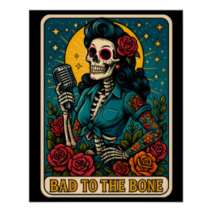 Slecht voor de Bone Retro Skeleton Singer Perfect Poster