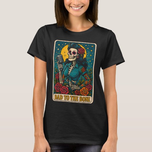 Slecht voor de Bone Retro Skeleton Singer T-shirt (Voorkant)