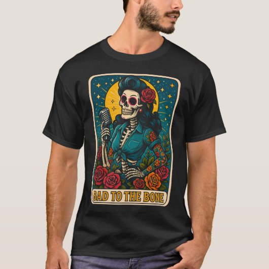 Slecht voor de Bone Retro Skeleton Singer T-shirt (Voorkant)
