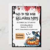 Slecht voor het bot skelet Halloween uitnodiging (Voorkant)