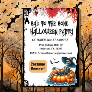 Slecht voor het bot skelet Halloween uitnodiging