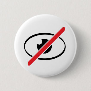 Slecht zicht. Ogen uitschakelen. Geogeen, blind. Ronde Button 5,7 Cm