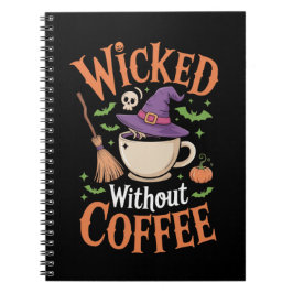 Slecht zonder Koffie Grappige Heksenhoed Halloween Notitieboek