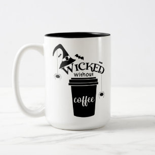 Slecht zonder koffie Schattig Grappig Zwarte Hekse Tweekleurige Koffiemok