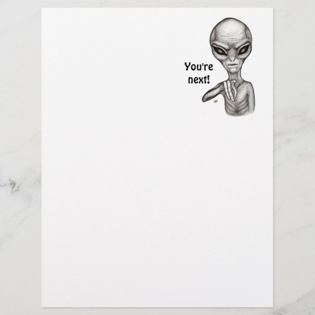 Slechte Alien, jij bent de volgende! Briefhoofd (Voorkant)