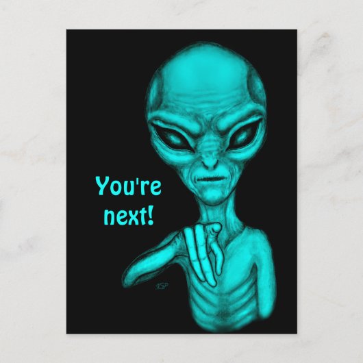 Slechte Alien, jij bent de volgende! Briefkaart (Voorkant)