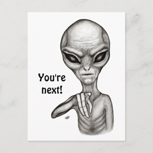 Slechte Alien, jij bent de volgende! Briefkaart (Voorkant)