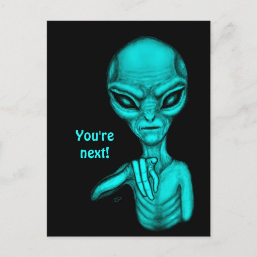 Slechte Alien, jij bent de volgende! Briefkaart (Voorkant)
