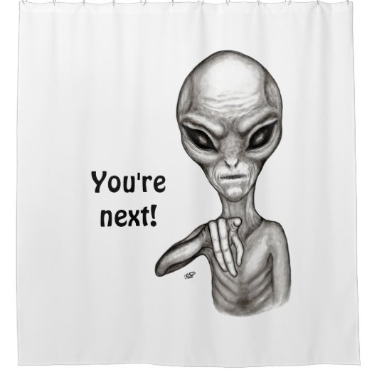 Slechte Alien, jij bent de volgende! Douchegordijn (Voorkant)