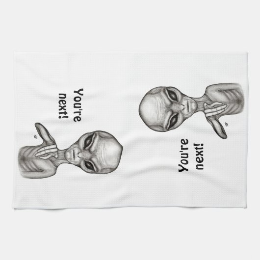 Slechte Alien, jij bent de volgende! keukenhanddoe Theedoek (Horizontaal)