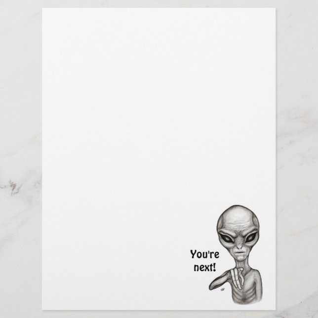 Slechte Alien, jij bent de volgende! Letterkop Briefhoofd (Voorkant)