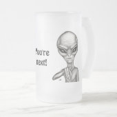 Slechte Alien, jij bent de volgende! Matglas Bierpul (Voorkant rechts)