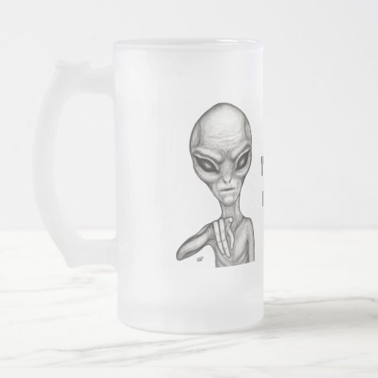 Slechte Alien, jij bent de volgende! Matglas Bierpul (Links)