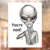 Slechte Alien, jij bent de volgende! Raamsticker (Vel 2)