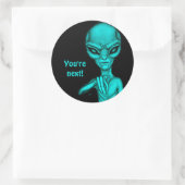 Slechte Alien, jij bent de volgende! Ronde Sticker (Tas)