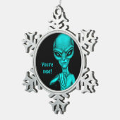 Slechte Alien, jij bent de volgende! Tin Sneeuwvlok Ornament (Rechts)