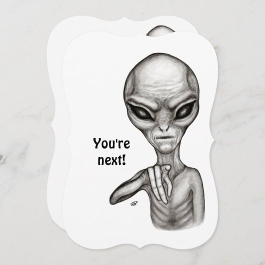 Slechte Alien, jij bent de volgende! Uitnodiging (Voorkant / Achterkant)