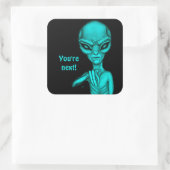 Slechte Alien, jij bent de volgende! Vierkante Sticker (Tas)