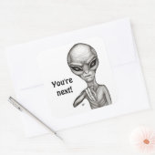 Slechte Alien, jij bent de volgende! Vierkante Sticker (Envelop)