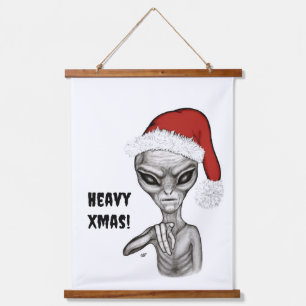 Slechte alien, zware kerst! hangend wandkleed