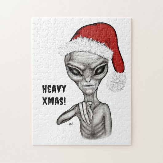 Slechte alien, zware kerst! legpuzzel (Verticaal)