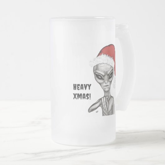 Slechte alien, zware kerst! matglas bierpul (Voorkant rechts)