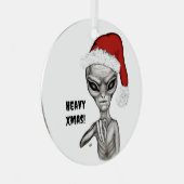 Slechte alien, zware kerst! metalen ornament (Voorkant Rechts)