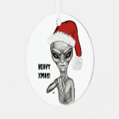 Slechte alien, zware kerst! metalen ornament (Voorkant links)