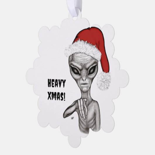 Slechte alien, zware kerst! ornament kaart (Links)