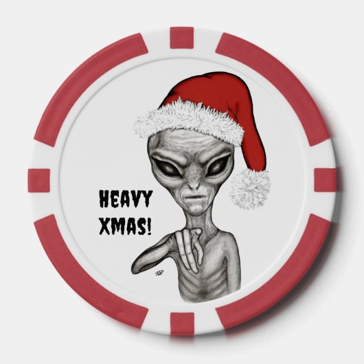 Slechte alien, zware kerst! poker chips (Voorkant)