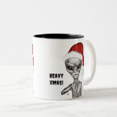 Slechte alien, zware kerst! tweekleurige koffiemok (Voorkant rechts)